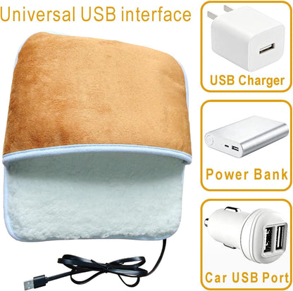 USB Warm Foot pad Plush Electric Shoes, Portable Washable Foot Warmer, Keep Your feet and Hands Warm at Home and Work; Birthday, Christmas, Valentine's Day Gifts (Grey)