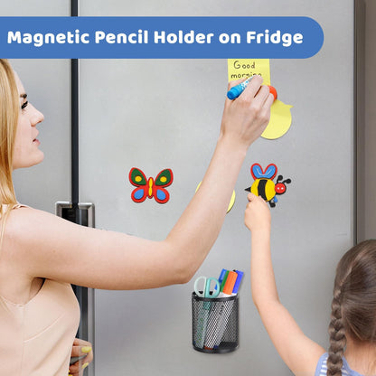 LUCYCAZ Magnetic Pencil Holder - Locker Accessories, 2 Pack Magnetic Pen Holder for Refrigerator for Home School and Office, Black | Locker Organizer Accessories, Powerful Magnet Pen Holder for Whiteboard,Refrigerator,Locker,Kitchen,Home,and Office Black