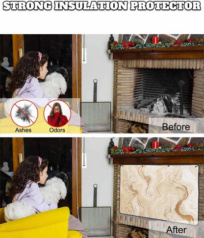 Magnetic Fireplace Cover Sage Green Marble Fireplace Screen Decorative Abstract Fluid Art Insulation Fireplaces Blocker Blanket Save Energy Fireplaces Draft Stopper Covers for Living Room 36x30 Inch