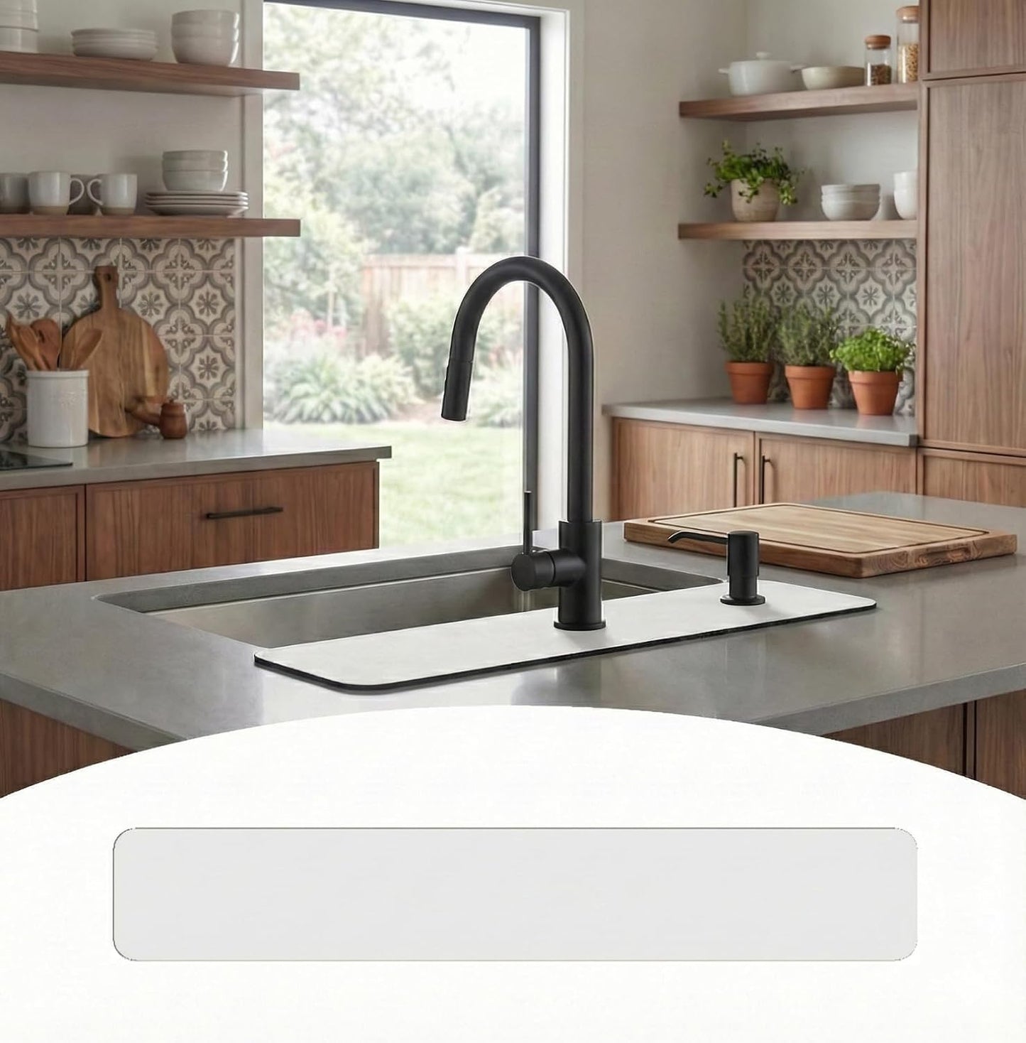 Customizable Kitchen Sink Faucet Mat: 30"Lx5.5"W Absorbent Splash Guard | Non-slip Fabric Rubber Mat, Cut to Fit Oval Rectangle Square Faucet & 2,3,4 Holes Irregular Sink with Soap Dispenser Air Gap