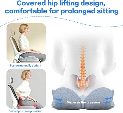 Memory Foam Seat Cushion for Sciatica & Tailbone Pain Relief – Comfort Support for Office Chair, Car Seat, Airplane, Long Sitting Workers & Drivers (Black)