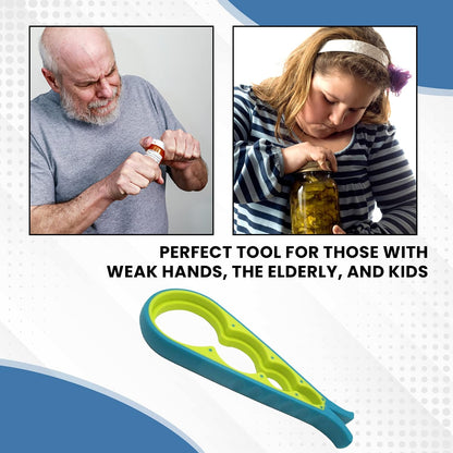 Gadgetime USA 4 in 1 Jar and Bottle Opener -(2 pack) Non-slip, Kitchen tool - Easy to Use Multifunctional for Weak Hands Seniors, or Arthritis - (Blue and Red)