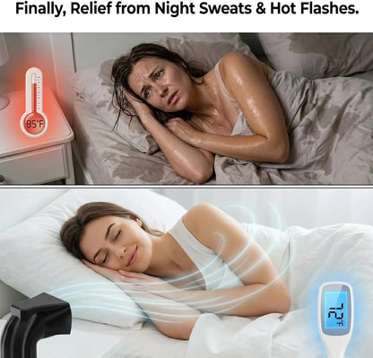 Bed Cooling System (Supports Beds Up to 25.2" Tall), Quiet Bed Fan Under Sheets for Cooling and Sleep, Bedside Fan for Hot Sleepers & Night Sweats Relief