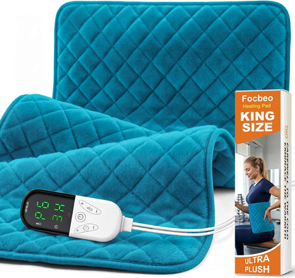 Electric Heating Pad for Back Neck & Shoulders, 35"x20" King Size, Velvet