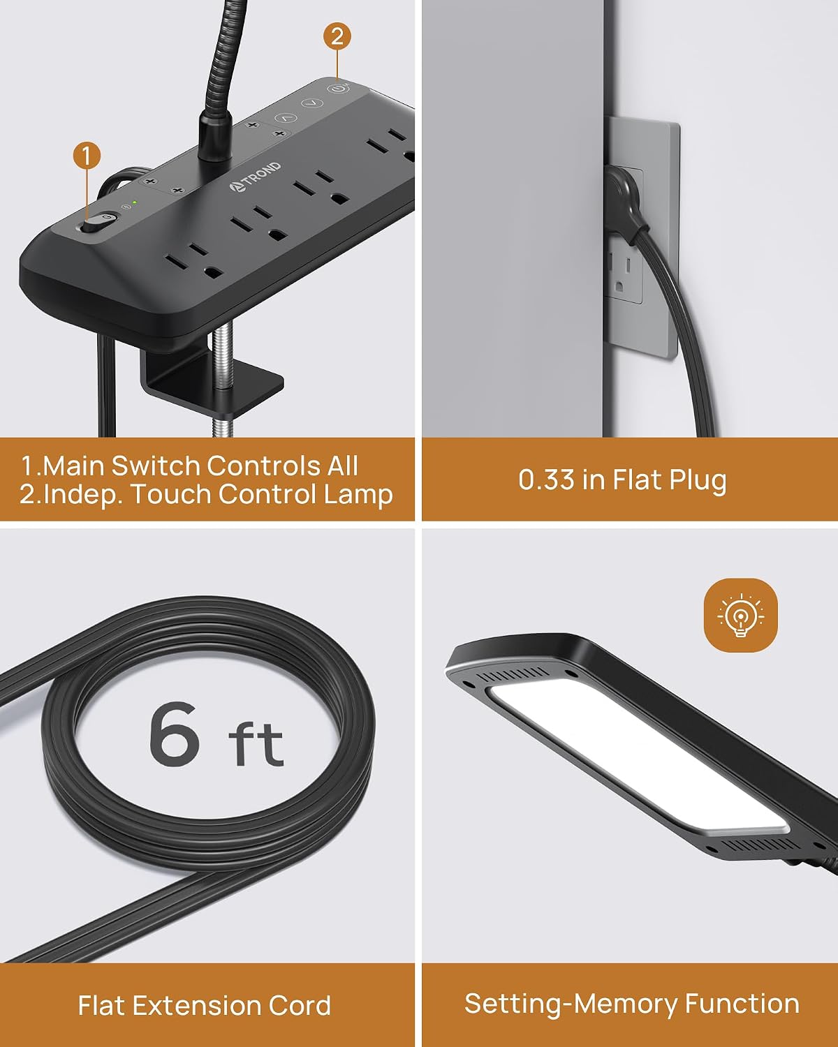 TROND LED Desk Lamp with Clamp, 1000LM Super Bright 3-Level Dimmable Desk Light 6000K Daylight, Extra-Long Flexible Gooseneck Clip on Light, Eye-Care Clamp Lamp for Painting, Workbench,Reading, Sewing | 6000K Daylight Extra-Long Flexible Gooseneck Clip
