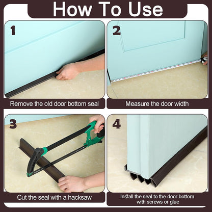 2 Pcs 3 Feet Brown Vinyl Door Bottom Adjustable Weatherstrip Door Bottom with Drip Cap Weatherproof Under Doors Seal for Gaps from 1/4'' to 9/16'' for 1 3/4'' to 2'' Thick Doors