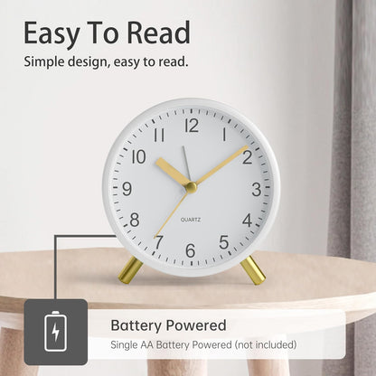 JALL Analog Alarm Clock, 4 inch Super Silent Non Ticking Small Clock with Night Light, Battery Operated, Simple Design, Old Fashioned Style Ideal Decor, for Bedroom, Bedside, Desk, Adult, Gift, Green