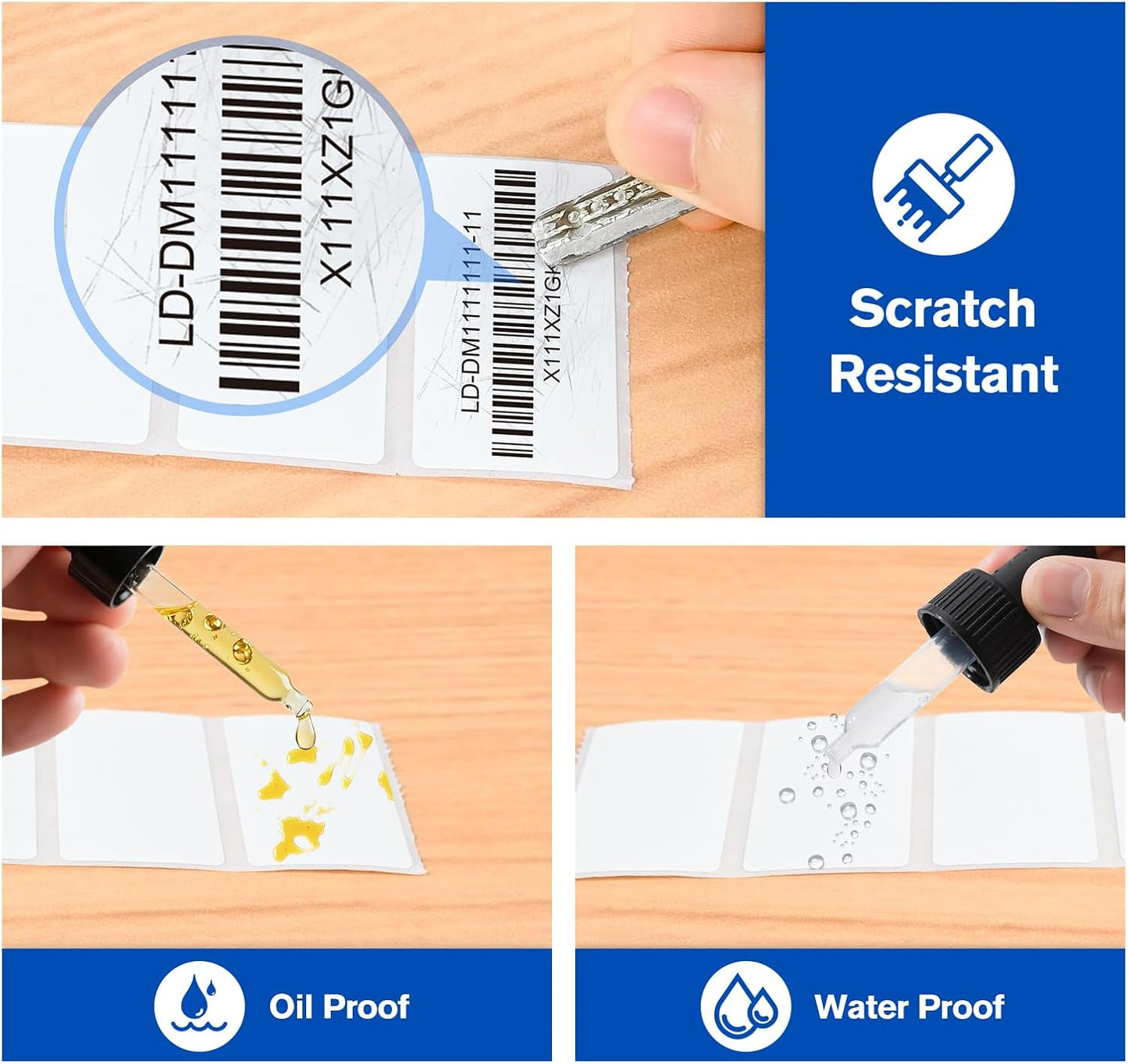 L LIKED 2" x 1" Thermal Labels, Blank Removable Labels with No Residue, Water and Oil Resistant, Use for Both Home and Office (1 Roll, 1300 Labels)