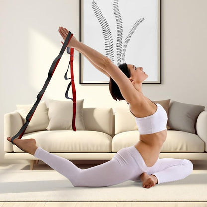 10 Loop Yoga Stretching Strap for Physical Therapy - Non-Elastic Exercise Band for Pilates, Yoga, Stretching for Women & Men
