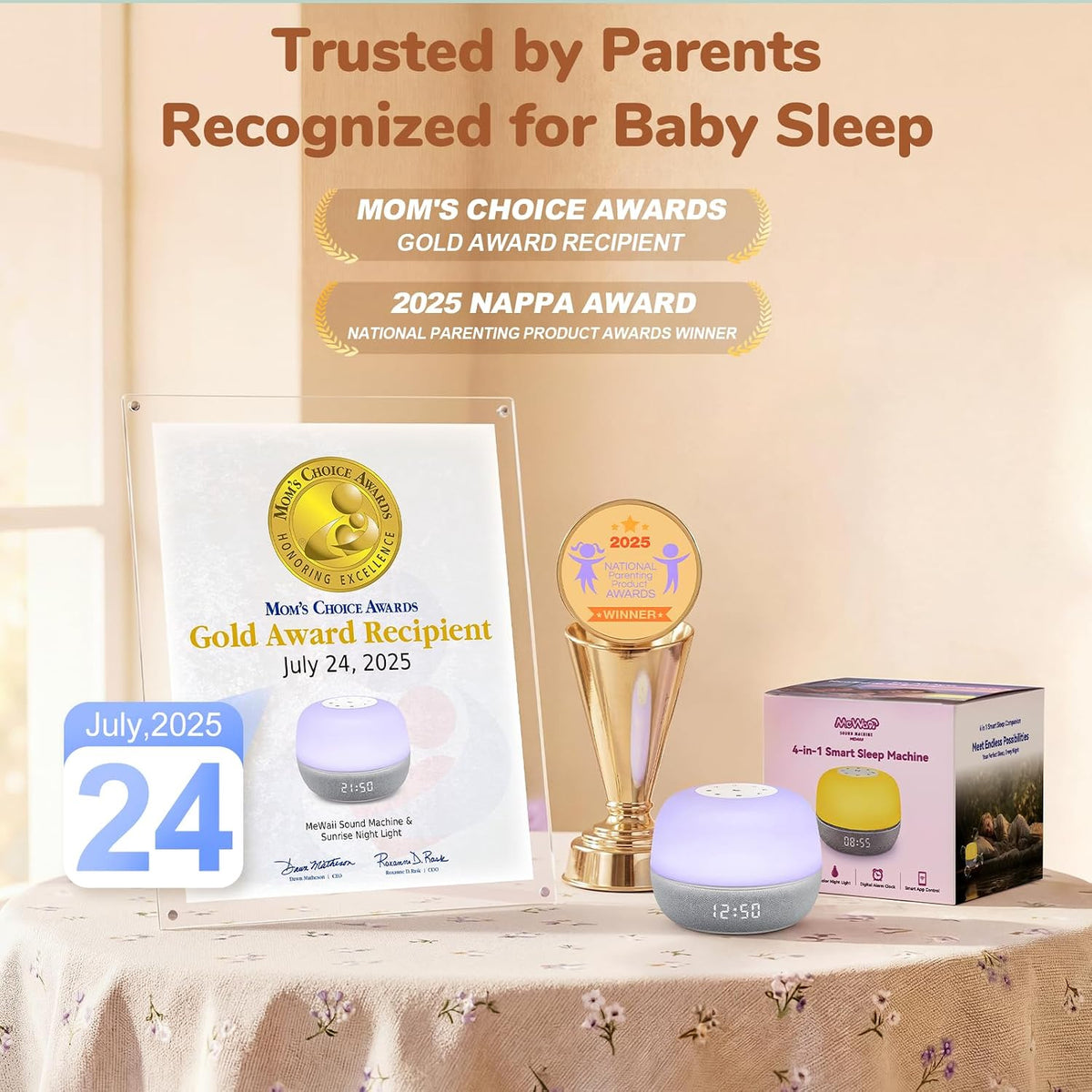 Mewaii White Noise Sound Machine Baby, 34 Sounds, Sunrise Alarm Clock