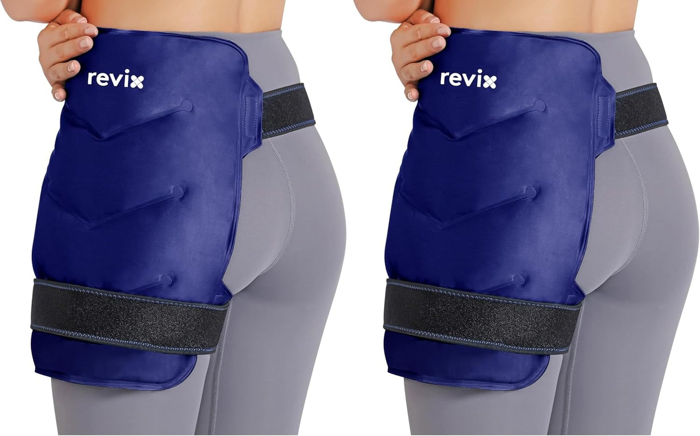 REVIX Hip Ice Pack Wrap with Straps, Reusable Gel Cold Compression for Hip Replacement, Soft Plush Lined Cold Packs for Sciatic Nerve Discomfort Relief