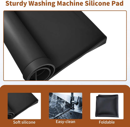 Large 29×29''Silicone Washing Machine Drain Pan,0.98" Raised Edges,Non-Slip Waterproof Drip Tray for Under Washer & Dryer,Anti-Vibration Floor Leak Protector for Refrigerator,Air Fryer,Coffee Maker