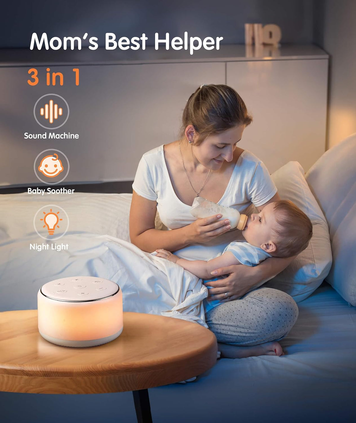 FamiSym Rechargeable White Noise Sound Machine Baby with Night Light