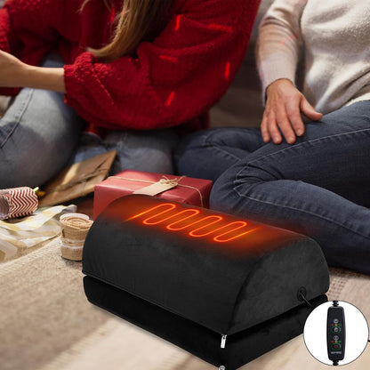 Heated Foot Rest with Heating Detachable, Black Double Layer | Office Desk Accessories Under Desk Footrest with Adjustable Height and Washable Cover, Foot Stool with Handle