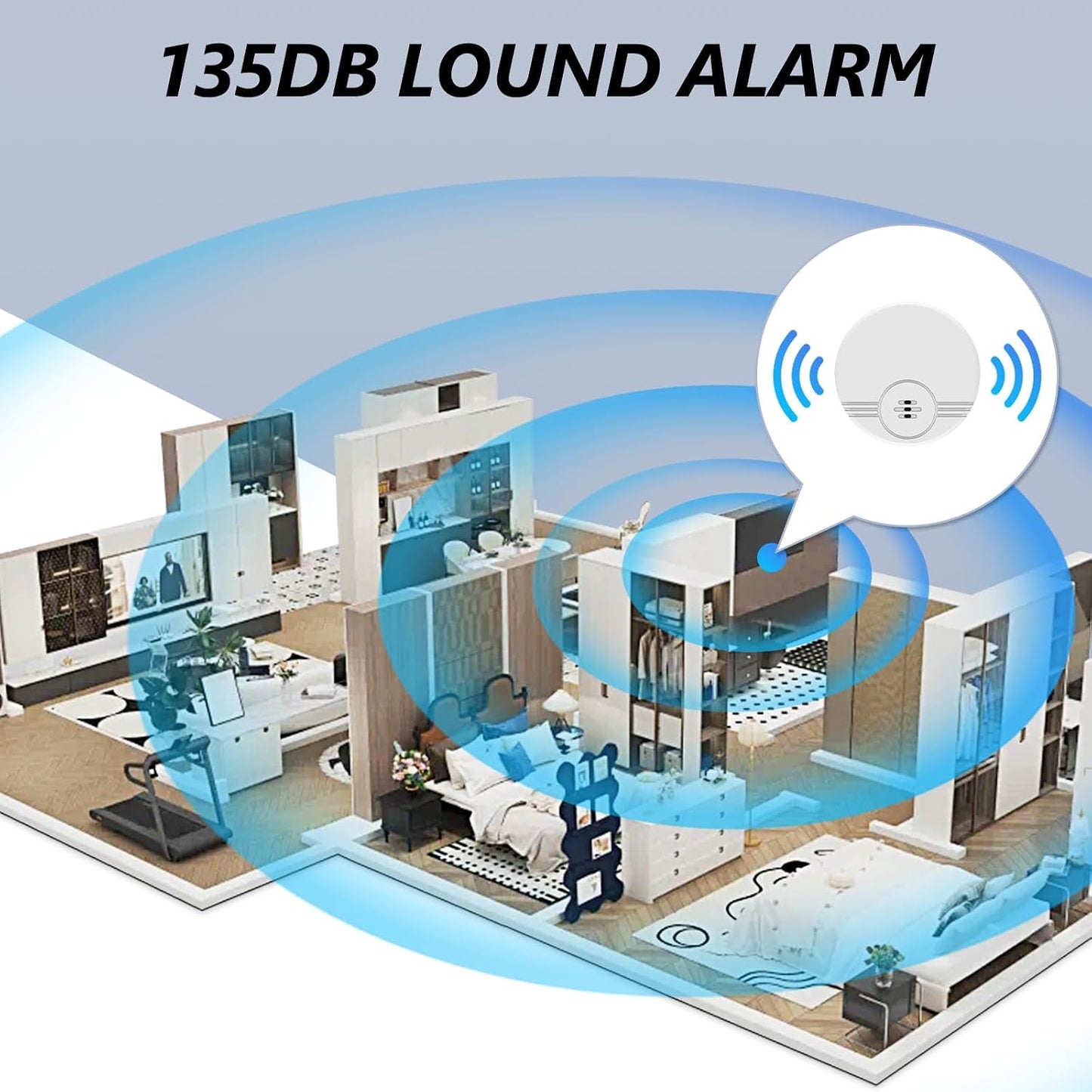 2 Pack Water Leak Detector, 135 dB Water Sensor Alarm, Floor&Wall Mounted | 47 inch Extend Cable, Battery Included Water Alarm Leak Detector, Sensor Flood Alert for Kitchen, Bathroom, Laundry Room
