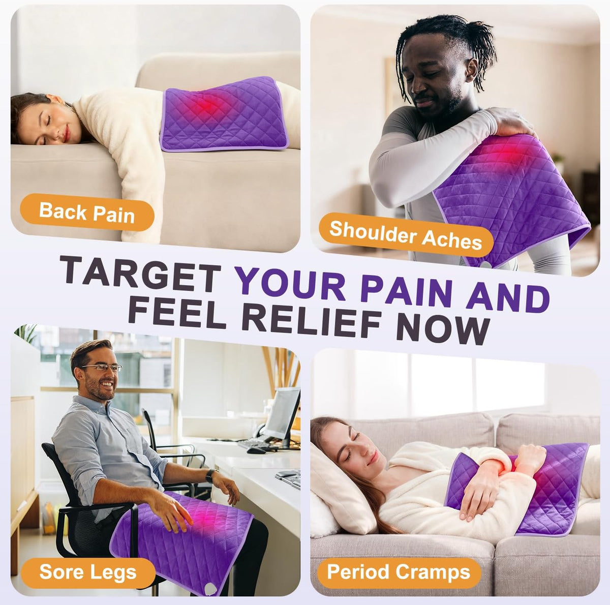 Electric Heating Pad for Back Neck & Shoulders, 35"x20" King Size, Velvet