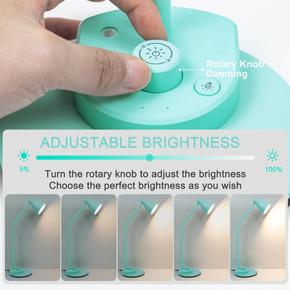 BOHON LED Desk Lamp with USB Charging Port 3 Color Modes Dimmable, Black | Reading Light Intelligent Induction Auto Dimming Task Lamp Neck Flexible Table Lamp for Bedside Office, AC Adapter Include