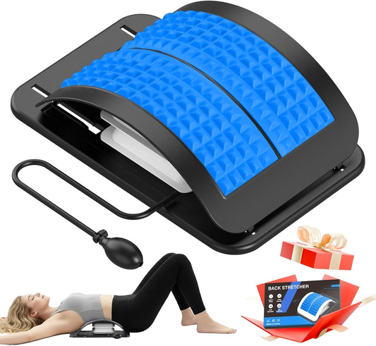 Back Stretcher for Lower Back Pain Relief, Adjustable Lumbar Traction Device, Ergonomic Spine Board with Acupressure Points, Back Massager for Spinal Decompression and Scoliosis