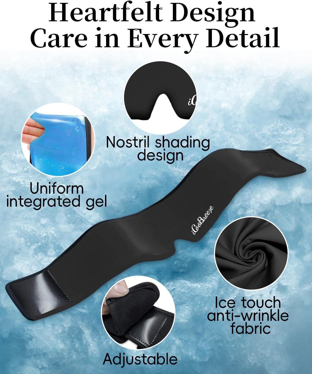 Cooling Eye Mask for Puffy Eyes, FSA Eligible HSA, Headache and Migraine Relief Gel Eye Mask, for Headache, Puffiness, Eye Strain, Reusable Face Ice Pack for Post-Surgery Care, Deep Blue
