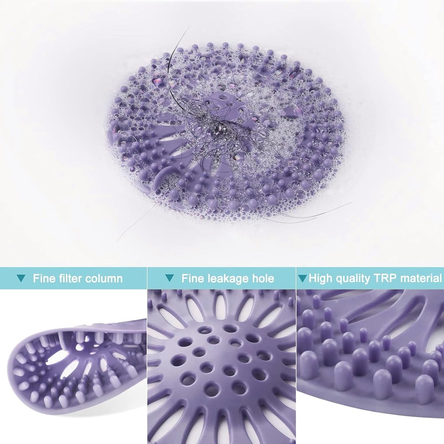 Gotega 5 Pack Sink Drain Strainer, Hair Catcher for Bathroom Tub Shower | Sink Hair Catcher Shower Drain Durable Silicone Hair Stopper Shower Drain Cover Hair Trap, Bathroom Sink Replacement