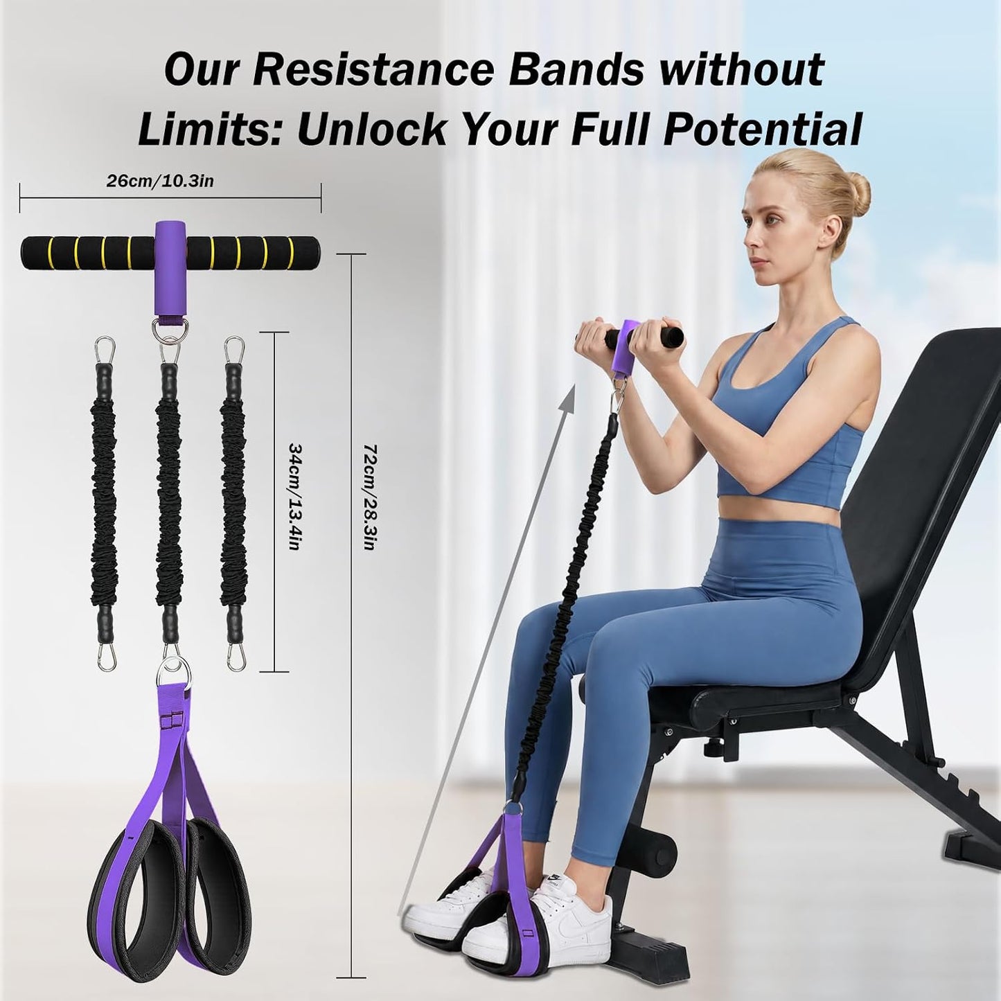 Pedal Resistance Band with Handles, 6-Tubes Natural Rubber Exercise Bands | Upgrade Foot Pedal Resistance Bands for Working Out, Multifunction Fitness Equipment for Abdomen, Waist, Arm, Leg, Pilates