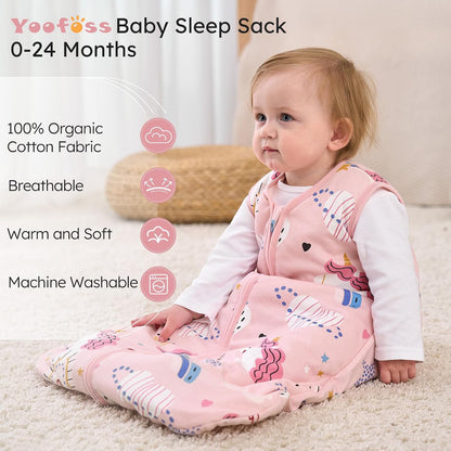 Yoofoss Baby Sleep Sack 0-6 Months Wearable Blanket for Babies 100% Organic Cotton 2-Way Zipper TOG 0.5 Toddler Sleeping Sack 3 Pack, Sleep Sacks