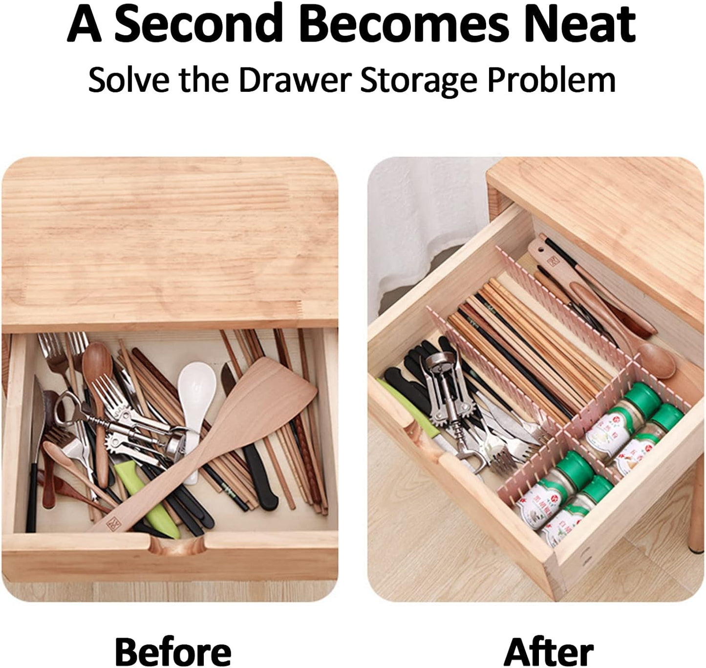 14.5 in White Adjustable Drawer Dividers, TWUTGAYW 8PC DIY Grid Drawer Organizer Dividers, Plastic Organizer Separator for Socks Underwear Makeup Cosmetic Clothes Can Help Tidy Kitchen Bedroom Dresser