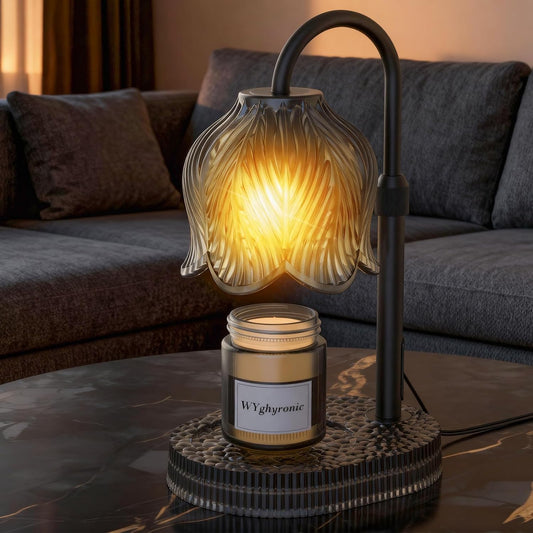 Flower Candle Warmer Lamp, Timer & 4-Level Dimmer, Adjustable Height | Flameless Electric Wax Warmer for Jar Candles, Includes 2 Bulbs, Pink, Home Decor Gift for Mom & Women, Housewarming