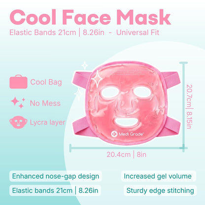 Medi Grade Cooling Face Mask, Gel Ice Pack for Face with Lycra Cover