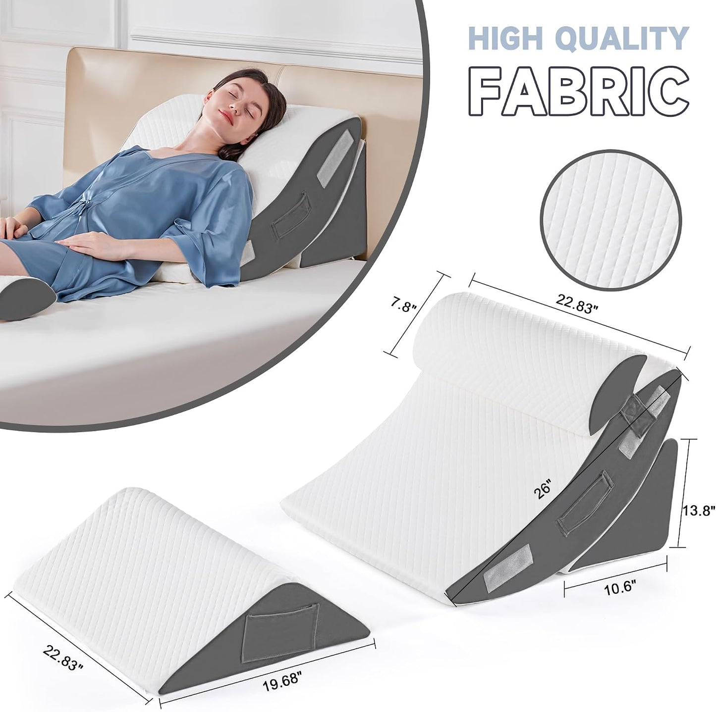 Yojoker Leg Elevation Pillows for Swelling, Memory Foam Wedge Pillow for Legs Blood Circulation, Leg Elevation Pillows for After Surgery, Knee Wedge Pillow for Sleeping Back Hip Ankles Relief
