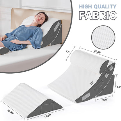 Yojoker Leg Elevation Pillows for Swelling, Memory Foam Wedge Pillow for Legs Blood Circulation, Leg Elevation Pillows for After Surgery, Knee Wedge Pillow for Sleeping Back Hip Ankles Relief