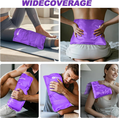 RelaxCoo Large Flexible Ice Pack for Injuries Reusable Gel, 11x14.5 Inches, Cold Compress for Hip, Shoulder, Knee, Back Pain, Swelling, Bruises, Surgery