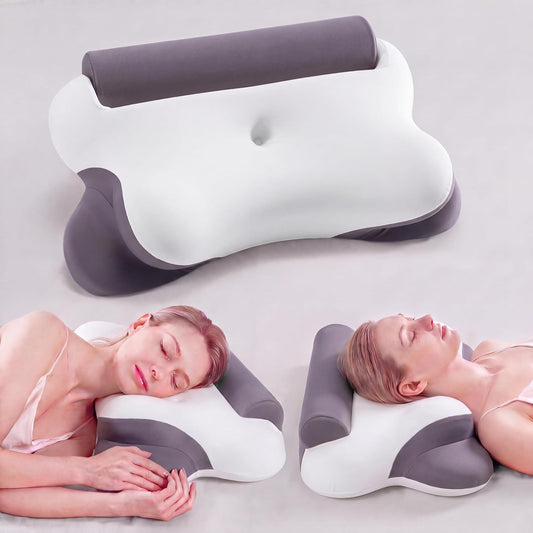 Sweetcrispy Cervical Pillow for Neck Pain, Ergonomic Contour Memory Foam Pillow with Detachable Roll Support, Cooling Breathable Cover for Side Back Stomach Sleepers