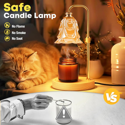 Candle Warmer Lamp with Timer and Dimmer, Electric Wax Warmers for Scented Candles with 5 Brightness Settings, Anti-Glare Lamp with Adjustable Height, Home Decor, Gift for Birthday, Valentines