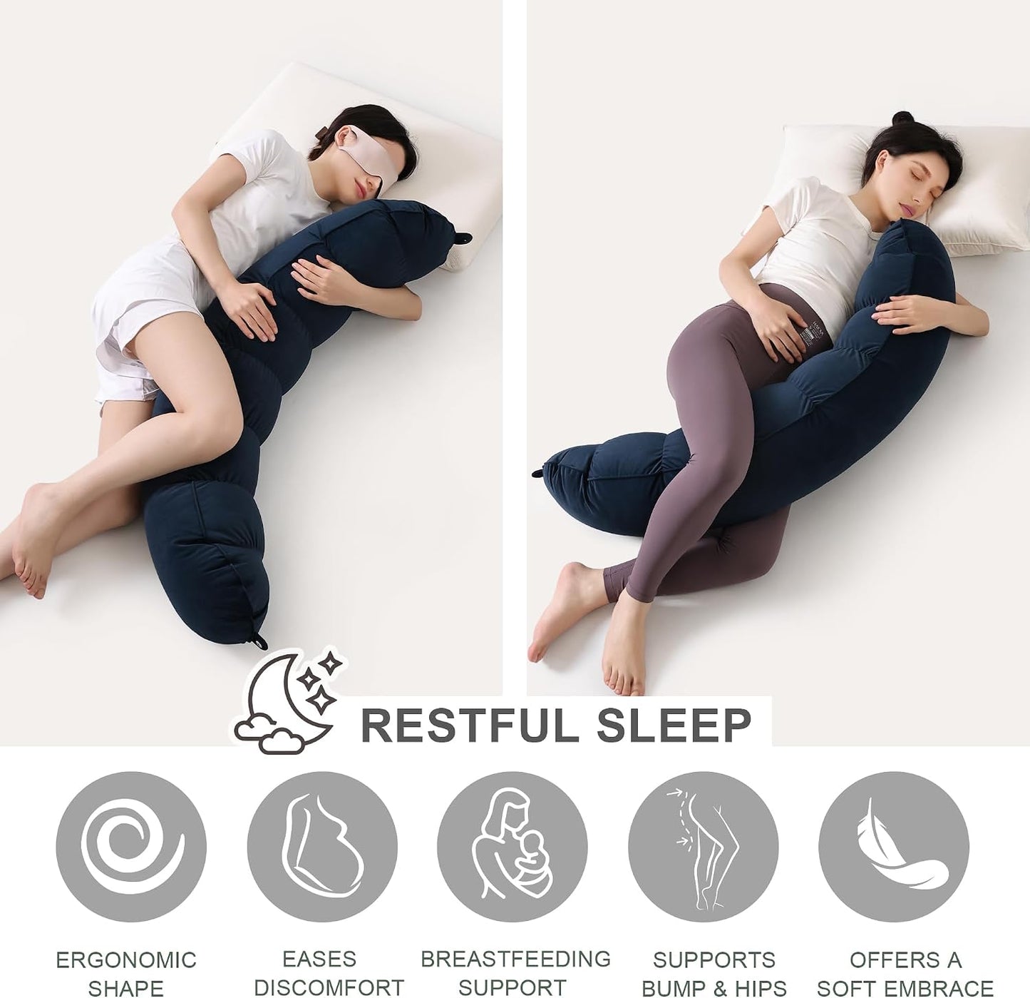 Peallow(Pat. Pend) – Long Round Body Pillow for Adults, Bolster Pillow for Sleeping, Soft and Supportive Pillow for Sleeping & Lumbar Support (Green-White, 29.5")