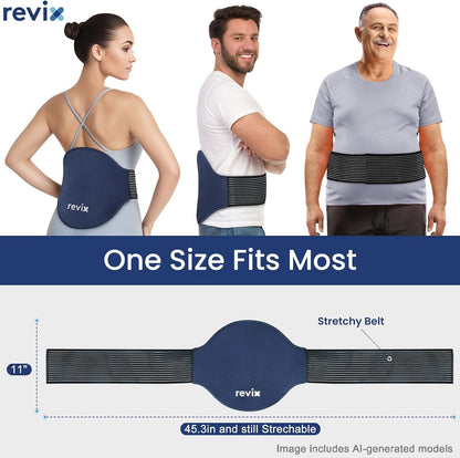 REVIX Extra Large Lower Back Ice Pack Wrap, 2 Pack Gel Wrap for Lumbar | Reusable Cold Gel for Sciatica & Waist Relief, 13.4 x 11 in, Hands-free Lumbar Wrap for Men & Women, Blue