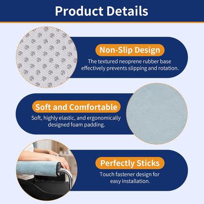 Wheelchair Armrest Covers (Pair)-Memory Foam Wheelchair armrest Pads Wicking Washable Non Slip Arm Rest Cover Cushion Pad for wheelchairs Office Chairs armchairs (Blue-Gray)