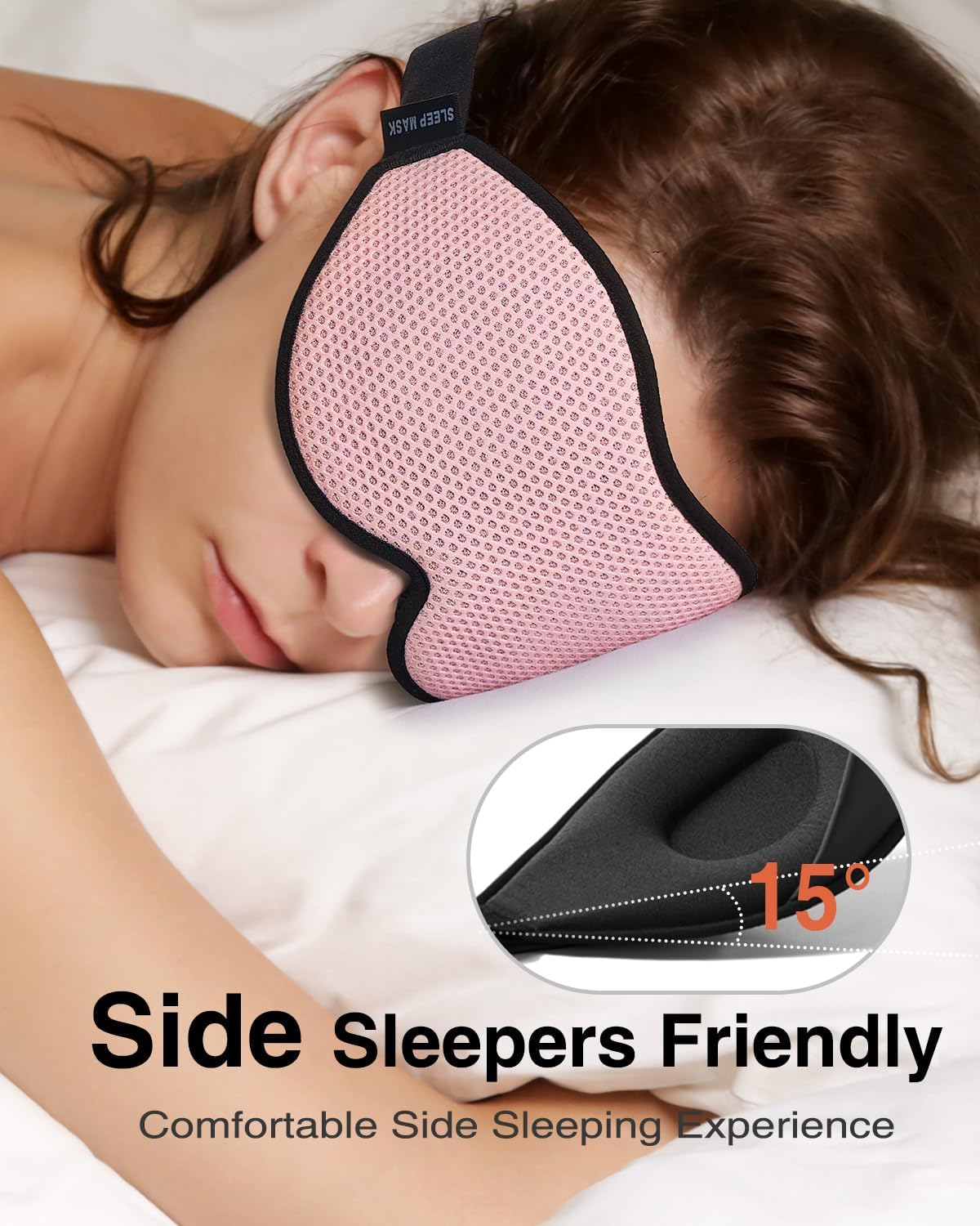 MABAO Sleep Mask for Side Sleeper, Eye Mask for Sleeping Women Men, Black | 3D Contoured Cup No Eye Pressure, 100% Light Blocking Sleeping Mask with Adjustable Strap Night Blindfold Flight, Travel, Nap