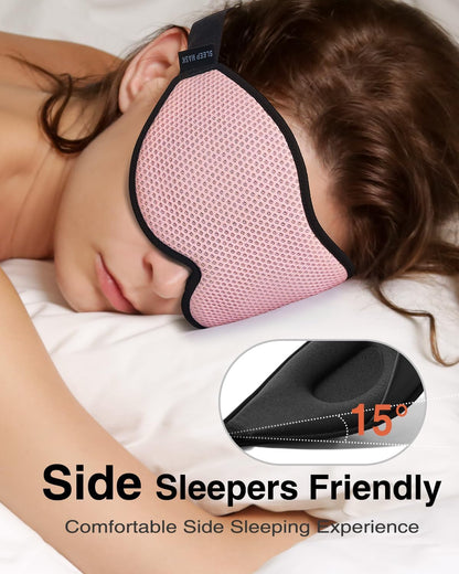 MABAO Sleep Mask for Side Sleeper, Eye Mask for Sleeping Women Men, Black | 3D Contoured Cup No Eye Pressure, 100% Light Blocking Sleeping Mask with Adjustable Strap Night Blindfold Flight, Travel, Nap