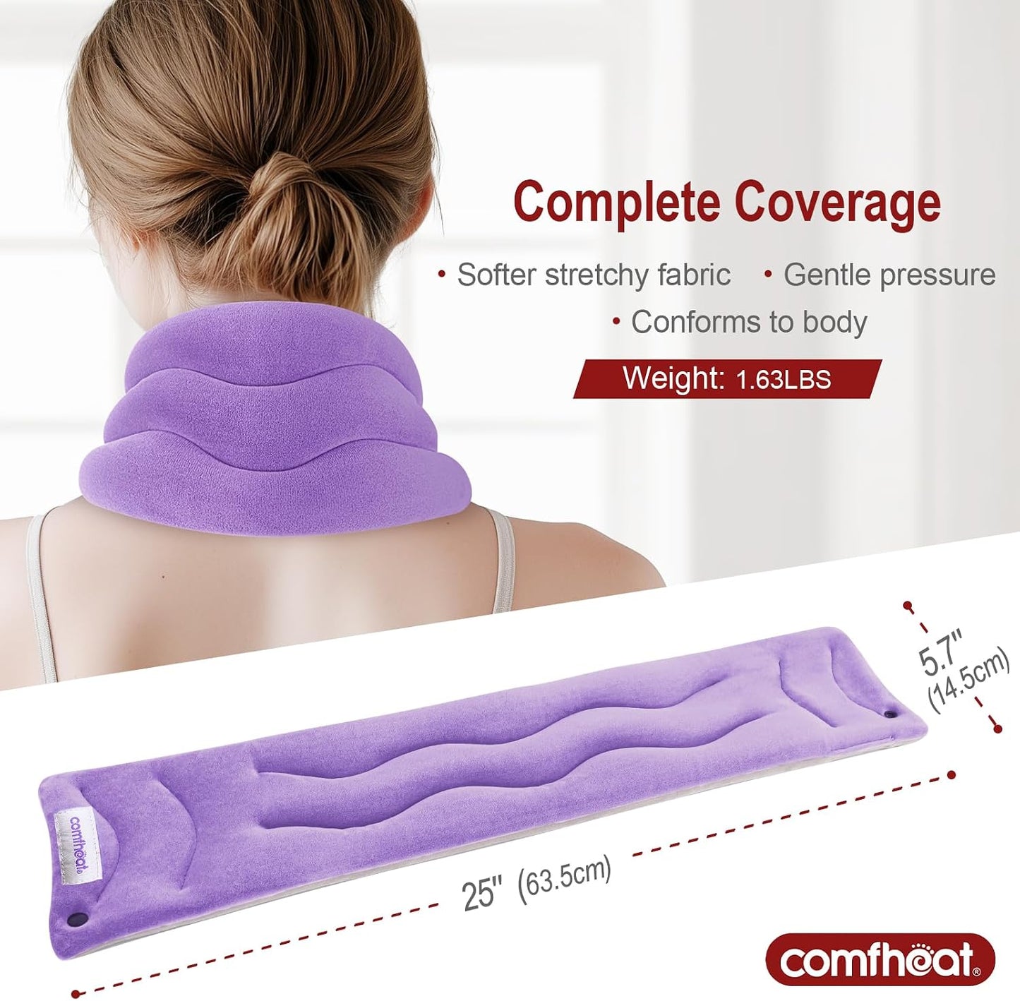 Neck Heating Pad Microwavable for Pain Relief, Moist Hot Compress | Microwave Neck Warmer Wrap FSA Eligible HSA for Sore Muscles Relief, Lavender Aroma, 25 x 5.7 Inches, Blue