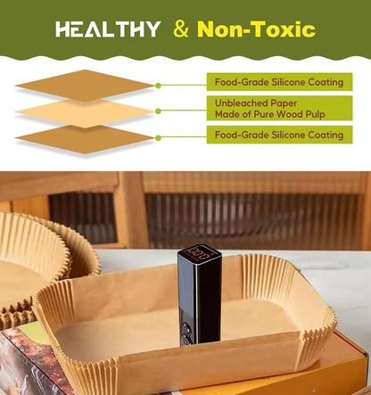 Air Fryer Liners for bella 4Qt Slim Air Fryer, Bella Air Fryer Accessories, Parchment Paper Liners Disposable Rectangular for Ninja Foodi 2-Basket, Instant Pot Vortex Plus, PowerXL Vortex(100Pcs)