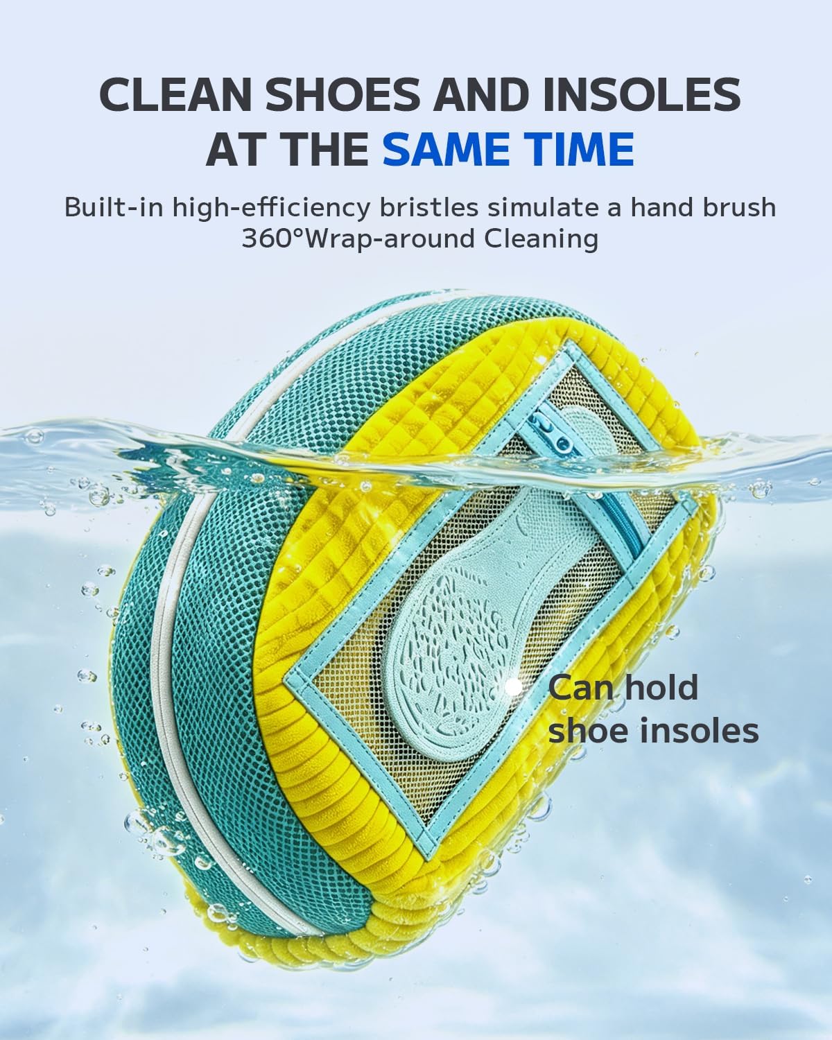 Shoe Washing Bag, Laundry Shoe Bag for Washer and Dryer, Sneaker Cleaning Protection Bag for Tennis, Casual, Athletic Shoes, with Mesh Pocket for Insoles, Self-Locking Zipper (Grey 2pcs)