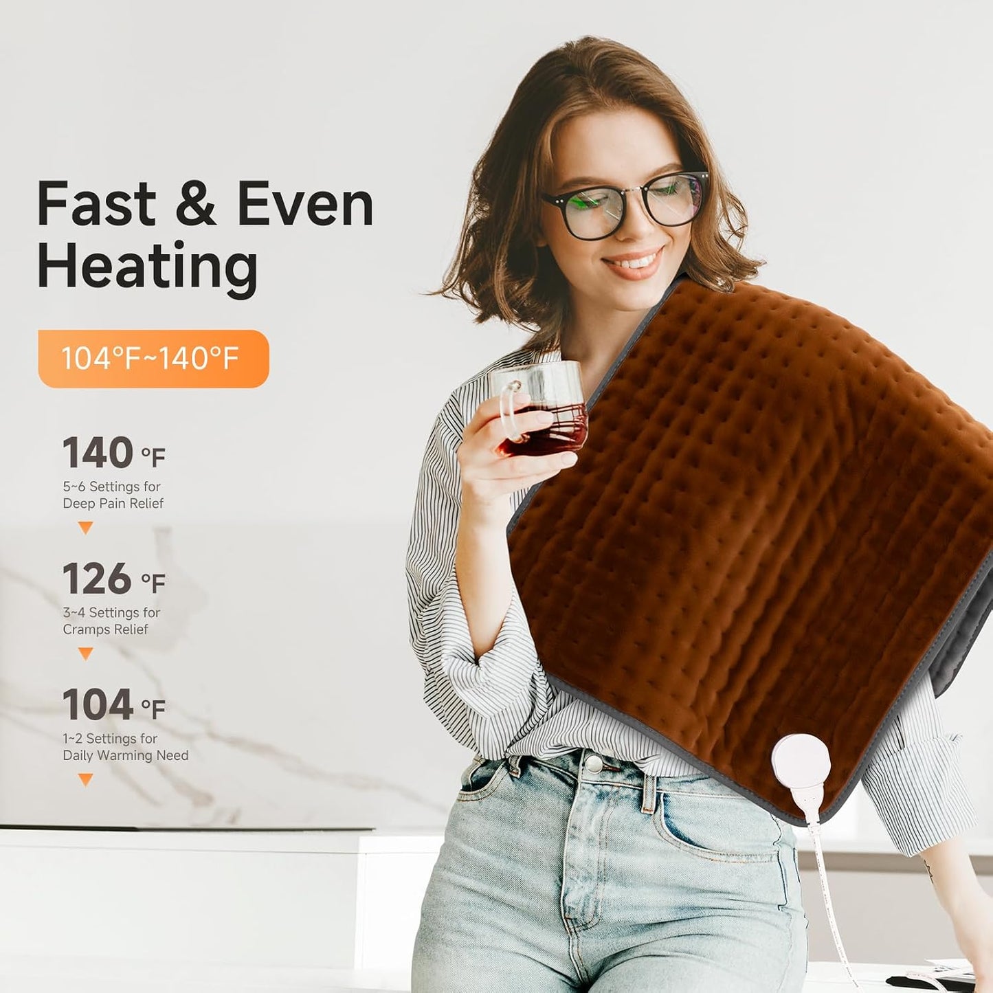 17"x33" Heating Pad XXXL for Back Pain, Extra Large Heated Pad for Neck/Shoulders/Legs/Knees/Feet/Cramps, Birthday Fathers Mothers Day Gifts for Mom Dad Women Men Grandma Her, 6 Heat Settings Auto-Off