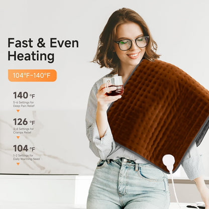17"x33" Heating Pad XXXL for Back Pain, Extra Large Heated Pad for Neck/Shoulders/Legs/Knees/Feet/Cramps, Birthday Fathers Mothers Day Gifts for Mom Dad Women Men Grandma Her, 6 Heat Settings Auto-Off