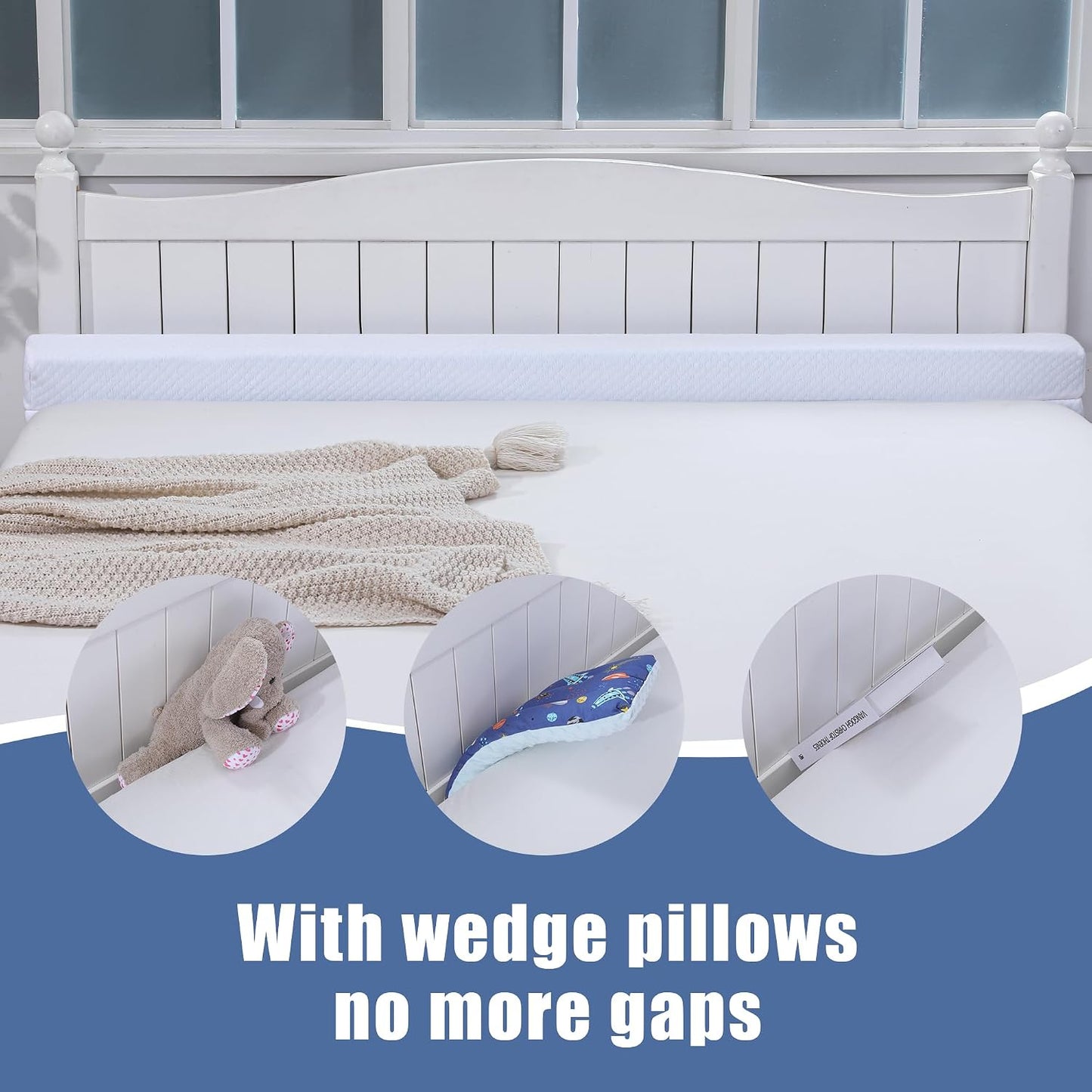 Flodable Pillow for Headboard Gap,Bed Gap Filler Queen Size,Adjustable Bed Wedge Pillow for Headboard,Rectangular Bed Gap Filler,Foam Mattress Gap Filler(Gray,Queen)
