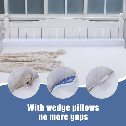 Flodable Pillow for Headboard Gap,Bed Gap Filler Queen Size,Adjustable Bed Wedge Pillow for Headboard,Rectangular Bed Gap Filler,Foam Mattress Gap Filler(Gray,Queen)