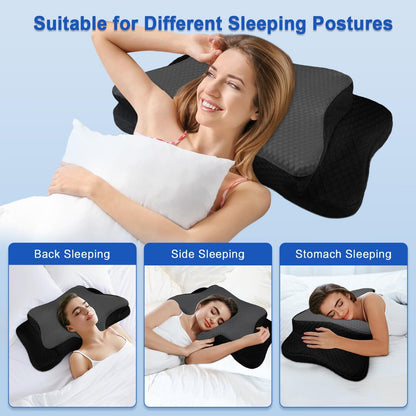 Pain Relief Cervical Pillow for Neck Support, Adjustable Ergonomic Pillow | Cozy Sleeping, Odorless Orthopedic Memory Foam Pillow, Contour Bed Pillow for Side Back Stomach Sleeper