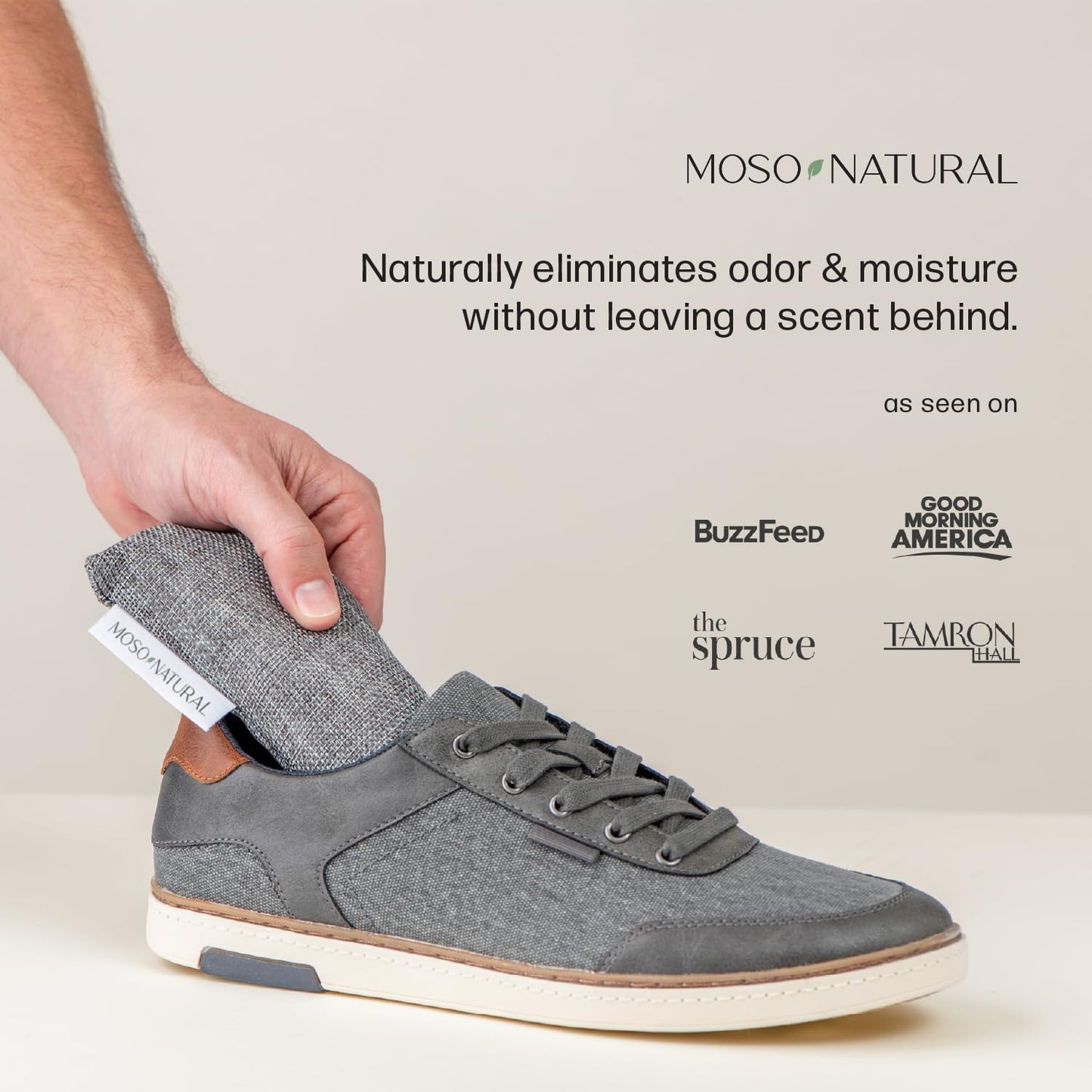 Moso Natural Shoe Deodorizer Inserts, Charcoal Odor Absorber for Shoes, Gym Bag & Boot Deodorizer, Unscented Shoe Odor Elimination, Air Purifying Bags, Lasts 2 Years (2 Bags)