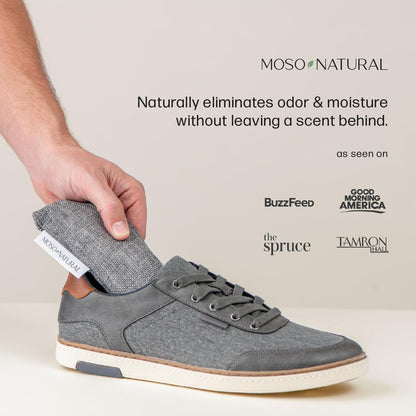 Moso Natural Shoe Deodorizer Inserts, Charcoal Odor Absorber for Shoes, Gym Bag & Boot Deodorizer, Unscented Shoe Odor Elimination, Air Purifying Bags, Lasts 2 Years (2 Bags)