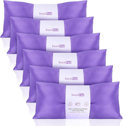 SuzziPad Hot & Cold Lavender Eye Pillows for Relaxing, Purple, 6 Packs | Washable Weighted Yoga Eye Mask For Meditation, Dry Eye Soothing & Sleep; Blocks Light, Soothes Migraines & Ocular Discomfort